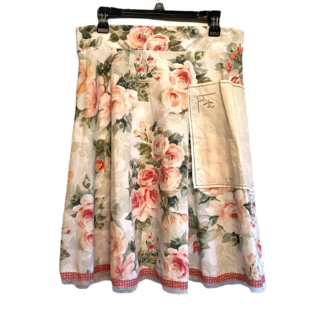 Rose Floral Cotton Skirt Love Letter Clothing Handkerchief Pocket Cottagecore